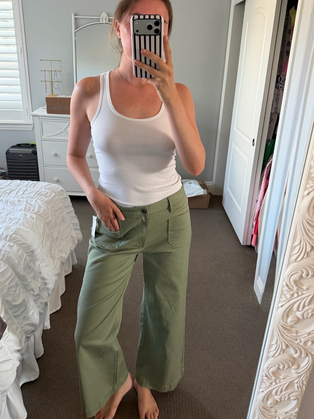 Whetherly NWT Wide Leg Utility Pants in Olive Green